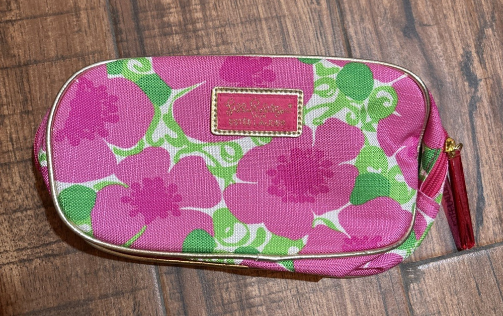 Lilly Pulitzer for Estée Lauder Pink Green White FloralMakeup Bag NWT/Flaw
